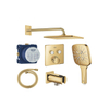 Grohe Grohtherm regendoucheset inbouw - hoofddouche vierkant - handdouche vierkant - gebogen wandarm - cool sunrise SW1235170