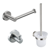 Fortifura Calvi Toiletset - toiletborstelhouder - open - handdoekhaak - toiletrolhouder - zonder klep - geborsteld RVS SW809448