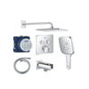 Grohe Grohtherm regendoucheset inbouw - hoofddouche vierkant - handdouche vierkant - gebogen wandarm - chroom SW1235167