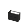 INK Wastafelonderkast - 90x45x65cm - 2 lades - greeploos - 45 graden afwerking rondom - a symmetrisch - MDF lak zwart mat SW693290