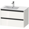 Duravit Ketho 2 wastafelonderbouwkast met 2 laden voor waskom links 81x48x54.9cm met grepen antraciet hoogglans wit SW772934