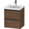 Duravit Ketho 2 wastafelonderbouwkast met 2 laden 48.4x37.5x54.9cm met grepen antraciet donker noten mat SW772229