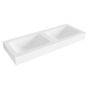 Mondiaz CLOUD Vrijhangende wastafel - 120cm - 2 wasbakken - rand 12cm - solid surface Talc SW430432