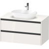 Duravit Ketho 2 wastafelonderbouwkast incl. consoleplaat met 2 laden 100x55x56.8cm met handgrepen antraciet hoogglans wit SW772918