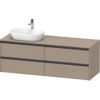 Duravit Ketho 2 wastafelonderbouwkast incl. consoleplaat met 4 laden voor waskom links 160x55x56.8cm met handgrepen antraciet Linnen mat SW772381