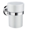 Smedbo Home Bekerhouder - 7.5x9.8x9.3cm - met glas - chroom/porselein SW421677