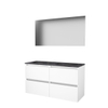 Basic-Line Ultimate 46 badkamermeubelset - 120x46cm - greeploos - 4 lades - hardsteen wastafel - 0 kraangaten - Spiegel - verlichting MDF lak Ice White SW639815