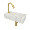 Wiesbaden Mini-Rhea Links fonteinset 36x18x9cm Carrara marmerlook wit incl. victoria luxe fonteinkraan geborsteld messing SW794545