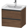 Duravit Ketho 2 wastafelonderbouwkast met 2 laden 63.4x45.5x54.9cm met grepen antraciet donker noten mat SW771882