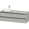 Duravit Ketho 2 wastafelonderbouwkast incl. consoleplaat met 4 laden voor waskom links 160x55x56.8cm met handgrepen antraciet betongrijs mat SW772670