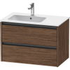 Duravit Ketho 2 wastafelonderbouwkast met 2 laden voor waskom links 81x48x54.9cm met grepen antraciet donker noten mat SW772713