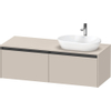 Duravit Ketho 2 wastafelonderbouwkast incl. consoleplaat met 2 laden voor waskom rechts 140x55x45.9cm met handgrepen antraciet taupe mat SW772821
