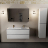 Mondiaz Aivy badmeubelset - 120x45x50cm - 2 kraangaten - 2 wasbakken talc Keramiek - Links en rechts - 2 lades - Met spiegelkast - MDF Talc SW892475
