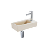 QeramiQ Fuente Fonteinset - 37.5x18.5x9cm - keramiek - kraangat rechts - fonteinkraan chroom - afvoerplug - verlaagd sifon - Mat Beige SW1232725