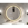 Saniclass Lonato badkamerspiegel rond diameter 100cm met geintegreerde LED verlichting met spiegelverwarming en infraroodbediening Mat Zwart SW643395