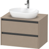 Duravit Ketho 2 wastafelonderbouwkast incl. consoleplaat met 1 lade 80x55x56.8cm met handgreep antraciet Linnen mat SW773047