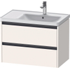 Duravit Ketho 2 wastafelonderbouwkast met 2 laden voor waskom rechts 78.4x45.5x54.9cm met grepen antraciet wit supermat SW772259