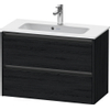 Duravit Ketho 2 wastafelonderbouwkast met 2 laden 81x39x54.9cm met grepen antraciet eiken zwart mat SW772303