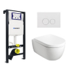 Plieger Kansas Toiletset - UP320 inbouwreservoir - wandcloset - compact - zitting - softclose - witte bedieningsplaat - ronde knoppen - wit SW1222593