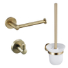 Fortifura Calvi Toiletset - toiletborstelhouder - open - handdoekhaak - toiletrolhouder - zonder klep - geborsteld messing (goud) SW809434