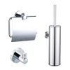 Fortifura Calvi Toiletset - toiletborstelhouder - gesloten - handdoekhaak - toiletrolhouder - met klep - chroom SW1381776