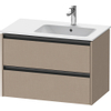 Duravit Ketho 2 wastafelonderbouwkast met 2 laden voor waskom rechts 81x48x54.9cm met grepen antraciet Linnen mat SW773069