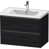 Duravit Ketho 2 wastafelonderbouwkast met 2 laden 78.4x45.5x54.9cm met grepen antraciet eiken zwart mat SW772881