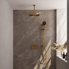 BRAUER Gold Carving Thermostatische Regendouche inbouw - drukknoppen - SET 72 - 30cm hoofddouche - plafondarm - 3 standen handdouche - doucheslang - geïntegreerde glijstang - goud geborsteld PVD SW925644