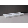 Forzalaqua Bellezza Doppio wastafel 140.5x51.5x9cm Rechthoek 2 kraangaten 2 wasbakken Natuursteen Carrara gepolijst SW230720