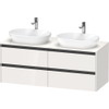 Duravit Ketho 2 wastafelonderbouwkast incl. consoleplaat met 4 laden voor waskom links 140x55x56.8cm met handgrepen antraciet hoogglans wit SW771897