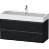 Duravit Ketho 2 wastafelonderbouwkast met 2 laden voor enkele wastafel 118.4x46x54.9cm met grepen antraciet eiken zwart mat SW772884