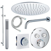 GROHE Grohtherm Regendoucheset opbouw - hoofddouche 25 cm - 2 functies - handdouche staaf 1 stand - wandarm - glijstang 90 cm - chroom SW804539
