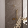 BRAUER Gold Carving Thermostatische Regendouche inbouw - drukknoppen - SET 61 - 20cm hoofddouche - rechte muurarm - staaf handdouche - doucheslang - geïntegreerde glijstang - goud geborsteld PVD SW925633
