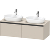 Duravit Ketho 2 wastafelonderbouwkast incl. consoleplaat met 2 laden voor dubbele waskommen 140x55x45.9cm met handgrepen antraciet taupe supermat SW773135