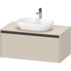 Duravit Ketho 2 wastafelonderbouwkast incl. consoleplaat met 1 lade 100x55x45.9cm met handgreep antraciet taupe supermat SW773132