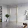Fortifura Galeria Vrijstaande Inloopdouche - 90x200cm - Helder geribbeld - antikalk - 8mm veiligheidsglas - 2 zijwanden 30cm - wandsteunen en hoekprofielen - Geborsteld Messing PVD (Goud) SW993058