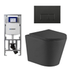 QeramiQ Dely Toiletset - 36.3x51.7cm - diepspoel - rimless - Geberit UP320 Burda inbouwreservoir - softclose toiletzitting - mat zwarte bedieningsplaat - rechtehoekige knoppen - zwart mat SW804617