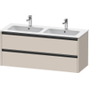 Duravit Ketho 2 wastafelonderbouwkast met 2 laden voor dubbele wastafel 128x48x55cm met grepen antraciet taupe mat SW772313