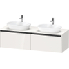 Duravit Ketho 2 wastafelonderbouwkast incl. consoleplaat met 2 laden voor dubbele waskommen 160x55x45.9cm met handgrepen antraciet hoogglans wit SW772907