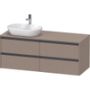 Duravit Ketho 2 wastafelonderbouwkast incl. consoleplaat met 4 laden voor waskom links 140x55x56.8cm met handgrepen antraciet Linnen mat SW773050