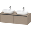 Duravit Ketho 2 wastafelonderbouwkast incl. consoleplaat met 2 laden voor dubbele waskommen 140x55x45.9cm met handgrepen antraciet Linnen mat SW772389