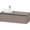 Duravit Ketho 2 wastafelonderbouwkast incl. consoleplaat met 2 laden voor waskom links 140x55x45.9cm met handgrepen antraciet basalt mat SW772671