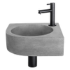 Differnz Cleo fonteinset - 31.5x31.5x10cm - Kwartrond - 1 kraangat - Recht matte zwarte kraan - Beton Grijs SW373174
