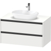 Duravit Ketho 2 wastafelonderbouwkast incl. consoleplaat met 2 laden 100x55x56.8cm met handgrepen antraciet wit mat SW772879