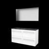 Basic-Line Ultimate 46 badkamermeubelset - 120x46cm - met grepen - 4 lades - hardsteen wastafel - 0 kraangaten - Spiegel - verlichting MDF lak Ice White SW639843