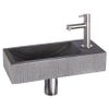 Differnz Ribble fonteinset - 38x18x8cm - Rechthoek - 1 kraangat - recht chroom mat kraan - natuursteen zwart SW705431