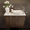 Mondiaz Fowy Toiletmeubel - 60x50x23cm - dark brown mat - 1 kraangat - wasbak rechts - 2 deuren - solid surface - blad Melamine - wasbak: wit SW761355