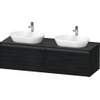 Duravit Ketho 2 wastafelonderbouwkast incl. consoleplaat met 2 laden voor dubbele waskommen 160x55x45.9cm met handgrepen antraciet eiken zwart mat SW772846