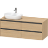 Duravit Ketho 2 wastafelonderbouwkast incl. consoleplaat met 4 laden voor waskom links 140x55x56.8cm met handgrepen antraciet natuur eiken mat SW771837