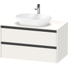 Duravit Ketho 2 wastafelonderbouwkast incl. consoleplaat met 2 laden 100x55x56.8cm met handgrepen antraciet wit supermat SW772742